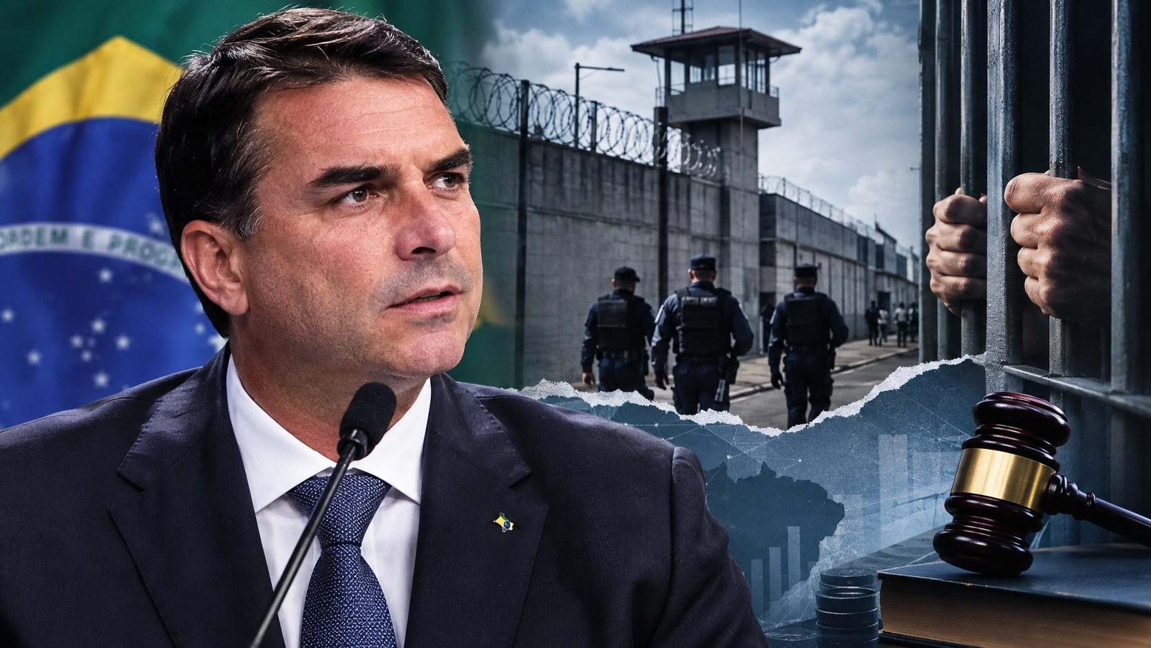 Flávio Bolsonaro defende expansão carcerária inspirada em El Salvador; pacote enfrenta entraves jurídicos e fiscais