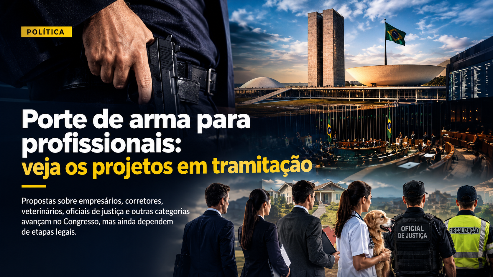 Porte de arma para profissionais: projetos avançam no Congresso, mas regras ainda não mudaram